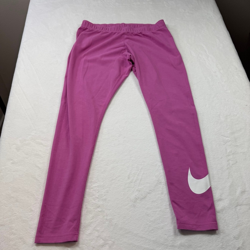 Nike Leggings Girls XL Pink Good Swoosh Logo Cotton Blend 626579-506